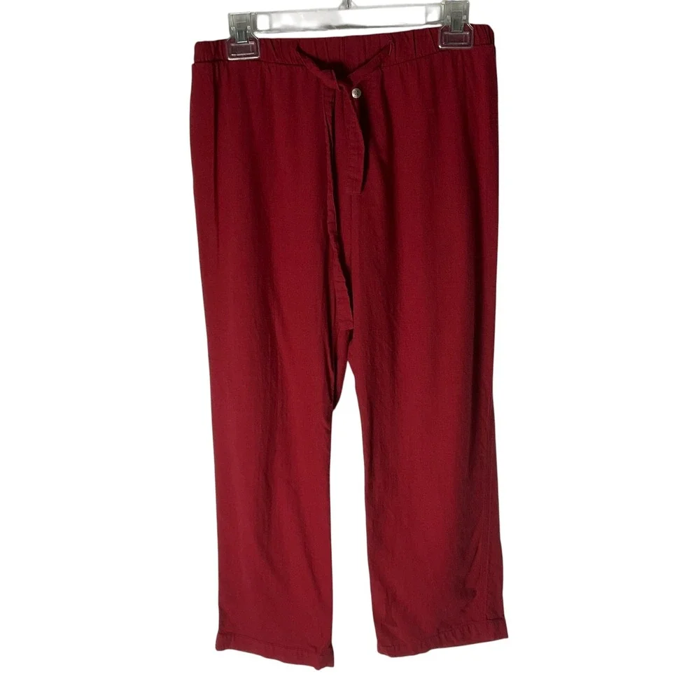 Restoration Hardware Pajama Set Cashmere Cotton Long Sleeve Button-Down Red XS